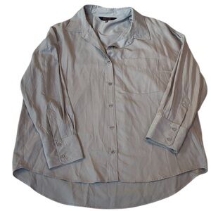 Rachel Roy Blouse Women XL Button-Up Shirt Spread Collar Gray Viscose Blend NWOT